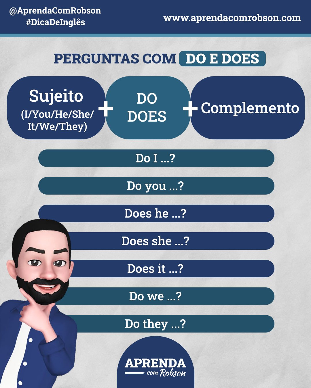 Como fazer perguntas usando o DO e o DOES?